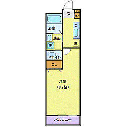 アリュール愛宕橋 3階1Kの間取り