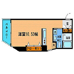 フラワーシティINブラボン 7階1Kの間取り