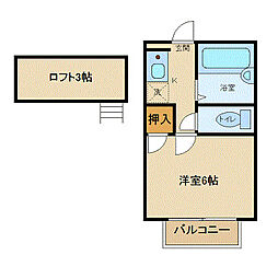 ロフティイーグル 2階1Kの間取り