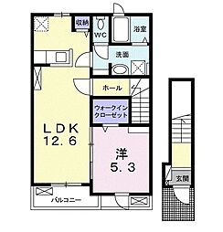深谷市上柴町西3丁目アパート 1LDKの間取図画像