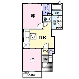 プロムナードモコB 2DKの間取図画像