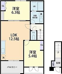 GRANDE ALBERO　Ａ 2階2LDKの間取り