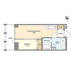 Ｔｈｅ　Ｇｒａｎｄ　Ｔｅｒｒａｃｅ　Ｗａｋａｂａｙａｓｈｉ 1階1LDKの間取り