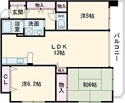 ラシャンス広畑 3LDKの間取図画像