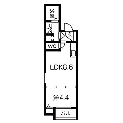 JR片町線(学研都市線) 鴻池新田駅 徒歩8分の賃貸アパート 1階1LDKの間取り