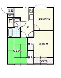 レジデンスＲ 1階3Kの間取り