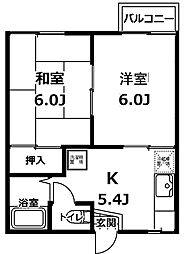 COSMOＳ　N＆T　I　B 2階2Kの間取り