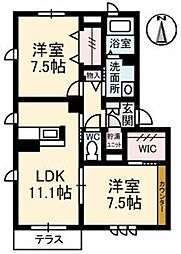 アトリエールＡＳ 1階2LDKの間取り