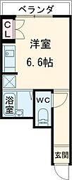 ルネス・ヨコタ ワンルームの間取図画像