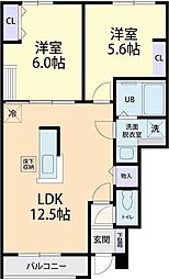 ＧＲＡＮＤＥ　ＡＬＢＥＲＯ　Ｂ 1階2LDKの間取り
