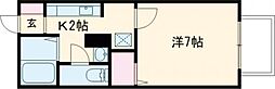 アプニールハイツ 203 2階1Kの間取り