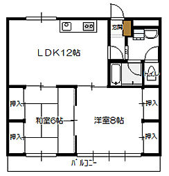 広島電鉄宮島線 佐伯区役所前駅 徒歩5分の賃貸マンション 3階2LDKの間取り
