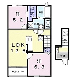 ル・アーブル 2LDKの間取図画像