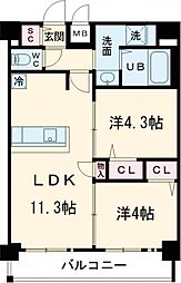 プレサンス名古屋菊井セルカ 11階2LDKの間取り