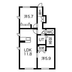 リラフォートA 1階2LDKの間取り