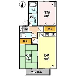 アモールKAZAMA 2DKの間取図画像