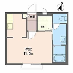 シャーメゾンカスケード 2階ワンルームの間取り