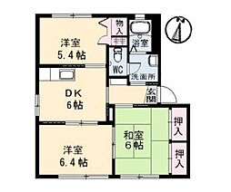 クレールさくら野Ｍ 1階3DKの間取り