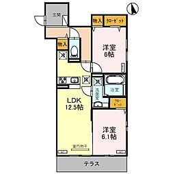 セラヴィ南町 1階2LDKの間取り