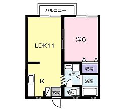 サンメゾンＢｏｕｊｉ 2階1LDKの間取り