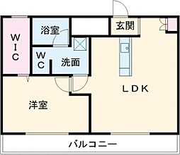コム四日市 2階1LDKの間取り