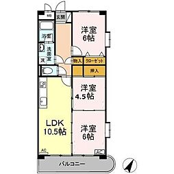 フロンティア・ウィン 3階3LDKの間取り