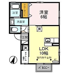 フリージア 1LDKの間取図画像