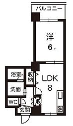 グランアズール浦上 7階1LDKの間取り