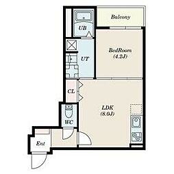 F asecia AMUZ I 1階1LDKの間取り