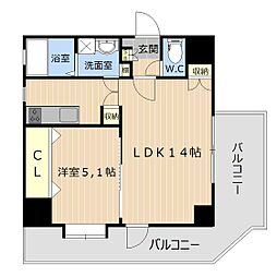 クイーンリッチ新屋敷 1LDKの間取図画像