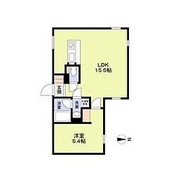 グランクレーア南砂 2階1LDKの間取り