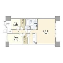 タイムズアリーナ千葉中央アクティタワー 2LDKの間取図画像