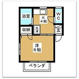 サマックスグレシャス 2階1Kの間取り