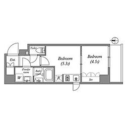 クオリタス住吉 7階1DKの間取り