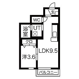 フォレストナイン 1LDKの間取図画像