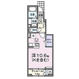 ホーリープレイス唐津　I 1階ワンルームの間取り