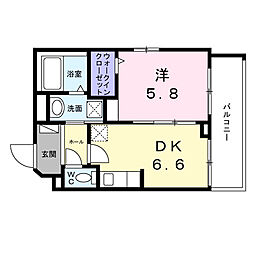 フラッグシップ中町 1DKの間取図画像
