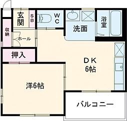 正邦苑　竹ヶ鼻 3階1DKの間取り