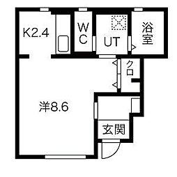 Bonheur常盤台A棟 1階1Kの間取り