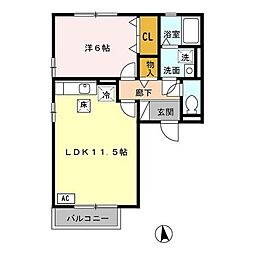 ブラオビューネ 1LDKの間取図画像