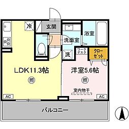 ミル・ルミエール 2階1LDKの間取り