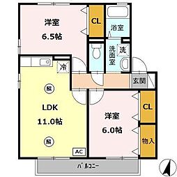 コンフォール竹松3 2LDKの間取図画像