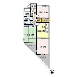 ヴューラーみつわ台　ＡＢＣＤ 1階3DKの間取り