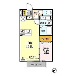 フェリックス　Ａ 2階1LDKの間取り