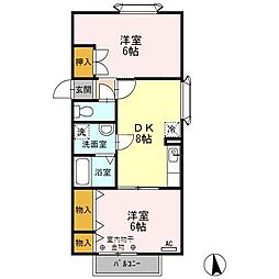 モン・シアン 2DKの間取図画像