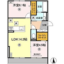 カトル セゾン 2LDKの間取図画像