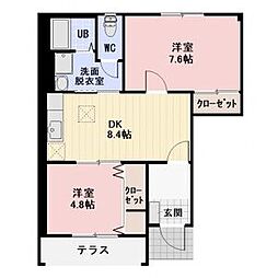 ブルーウッド 2DKの間取図画像