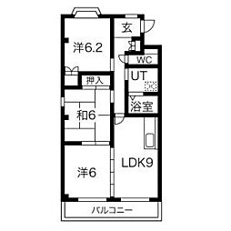 グランドール美山 3DKの間取図画像