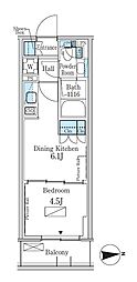 パークアクシス新宿百人町 1DKの間取図画像