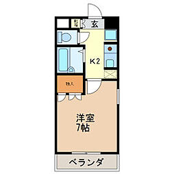 エクセルシオール金山 8階1Kの間取り